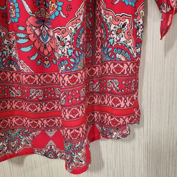 NWT Renee C. Vause Off the Shoulder Paisley print short sleeve shirt sz small - Picture 8 of 12